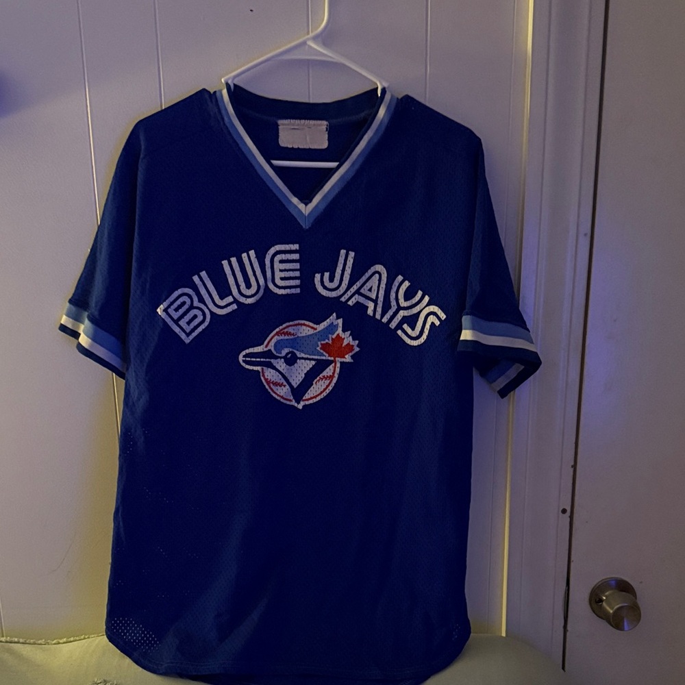 Majestic Blue Jays Royal Blue Jersey with White and Light Blue Trim